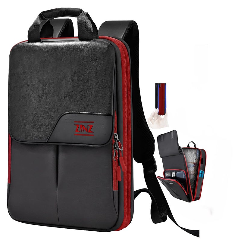ZINZ Slim Expandable Laptop Backpack 156 16 17 inch Travel Business Backpack WaterResistant Daypack for Men and WomenBlack red - Image 2