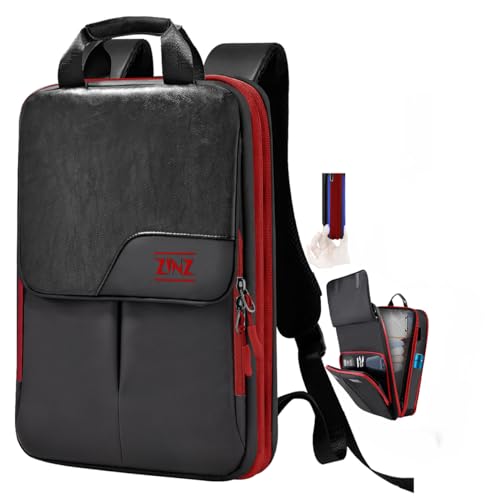 ZINZ Slim Expandable Laptop Backpack 156 16 17 inch Travel Business Backpack WaterResistant Daypack for Men and WomenBlack red - Image 1