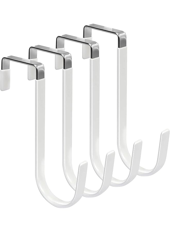 PROMASS Over the Door Hooks, Metal Over Door, Door Hangers Hooks, 4 Pcs Metal Material Rubber Soft Layer Waterproof Anti-Slip Multi-Function Practical Tool, Suitable For Living Rooms, Bathrooms, Bedrooms Etc  - Image 1