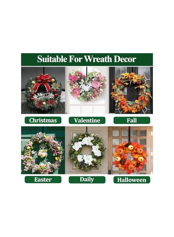 promass Adjustable Wreath Hanger,Wreath Hanger for Front Door,Sturdy Metal Wreath Door Hooks,Larger Wreath Door Hanger from 38-63.5 CM,Black Wreath Holder Christmas Fall Thanksgiving Wreath Decor Hook - Image 2