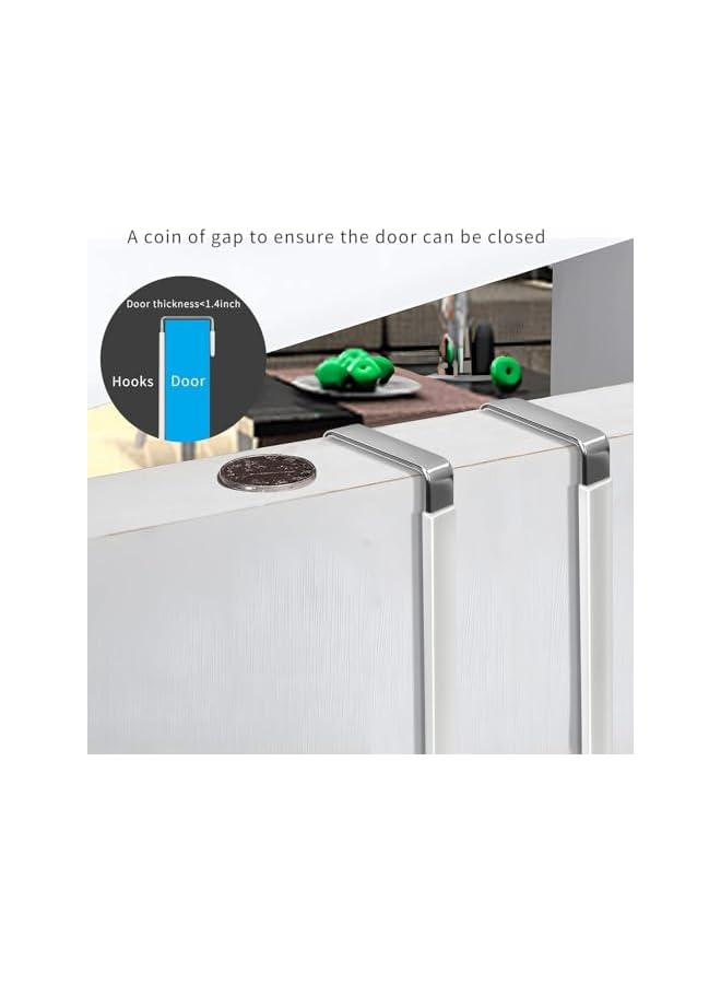 PROMASS Over the Door Hooks, Metal Over Door, Door Hangers Hooks, 4 Pcs Metal Material Rubber Soft Layer Waterproof Anti-Slip Multi-Function Practical Tool, Suitable For Living Rooms, Bathrooms, Bedrooms Etc  - Image 2