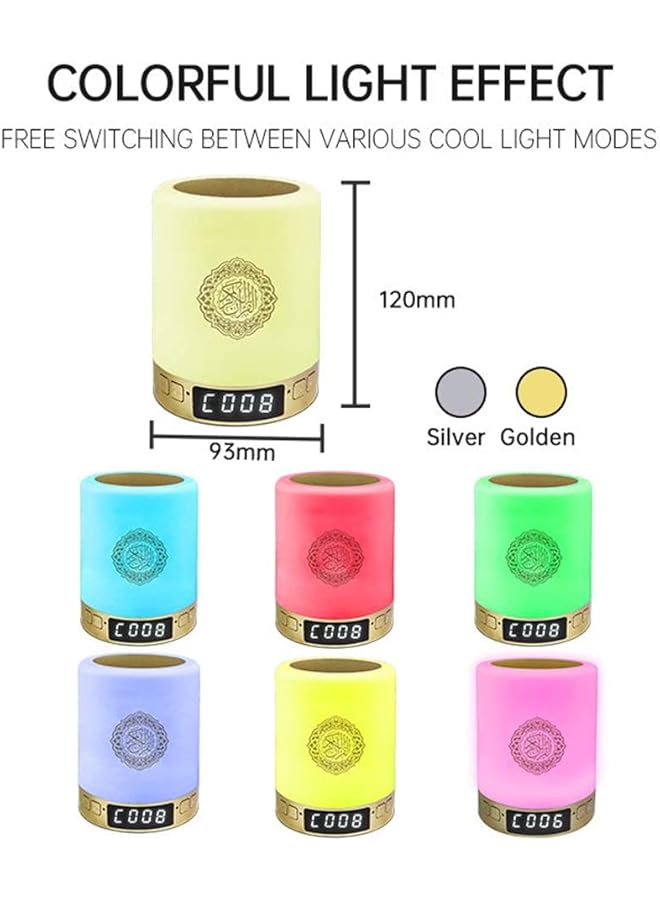 Equantu Bluetooth Quran Speaker Led Night Light Portable Quran Player Speaker Colorful Night Lights Touch Lamp Quran Spraker Azan Prayer Alarm Clock - Image 4