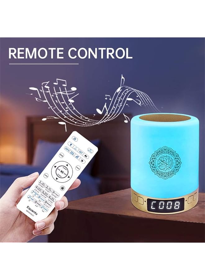 Equantu Bluetooth Quran Speaker Led Night Light Portable Quran Player Speaker Colorful Night Lights Touch Lamp Quran Spraker Azan Prayer Alarm Clock - Image 2