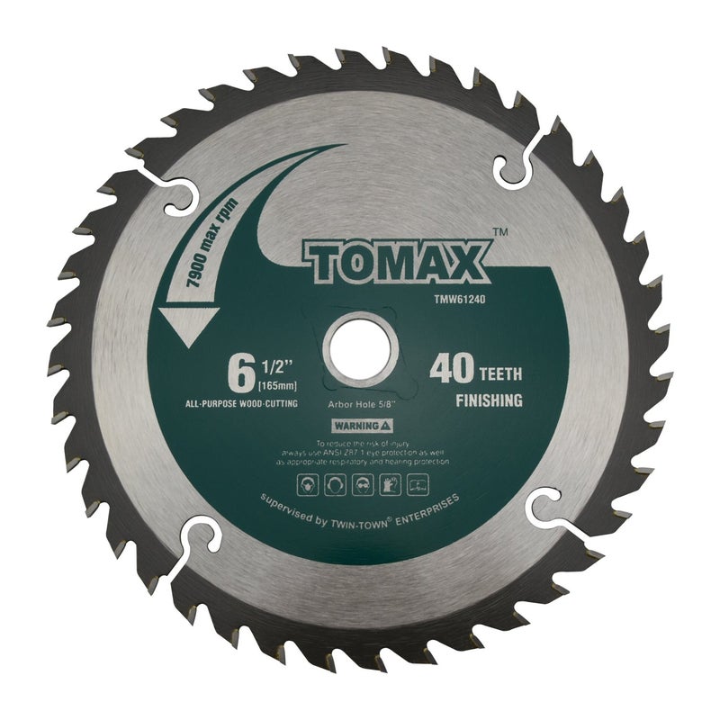 TOMAX 6-1/2-Inch 40 Tooth ATB Finishing Saw Blade with 5/8-Inch DMK Arbor - Image 1
