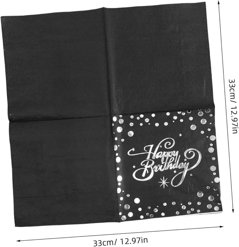 Silver Foil Birthday Napkins 40Pcs Disposable Cocktail Party Tableware Decor - Image 3