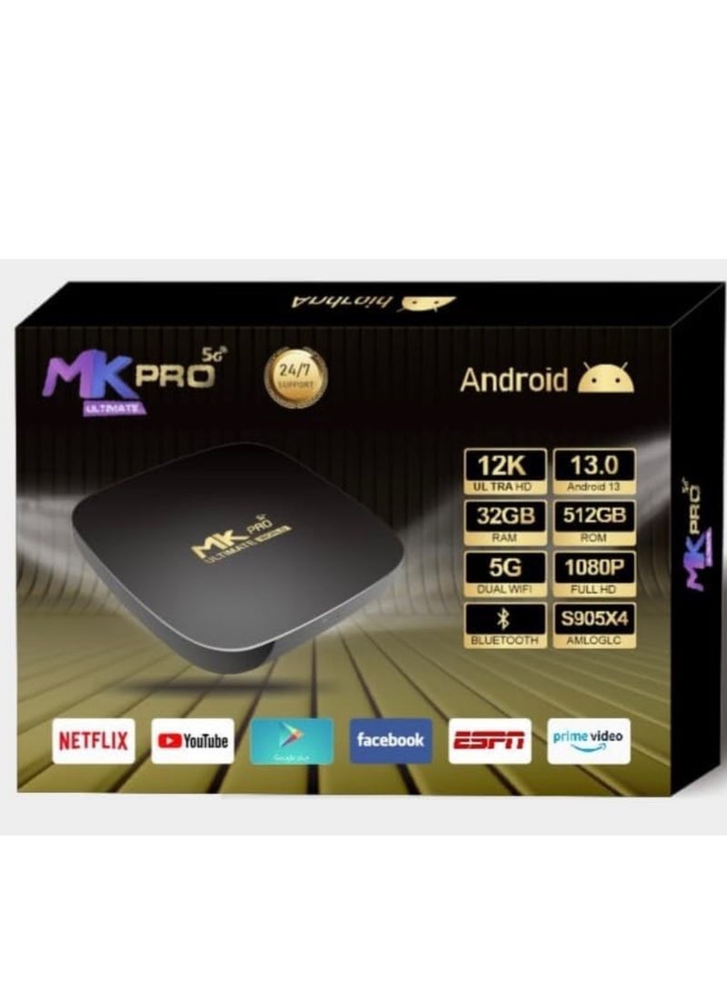 MK Pro Android TV Box 2025 Version With One Year Package, 32GB RAM, 512GB ROM, Android 13.0, 5G WiFi, 12K Ultra HD  - Image 1
