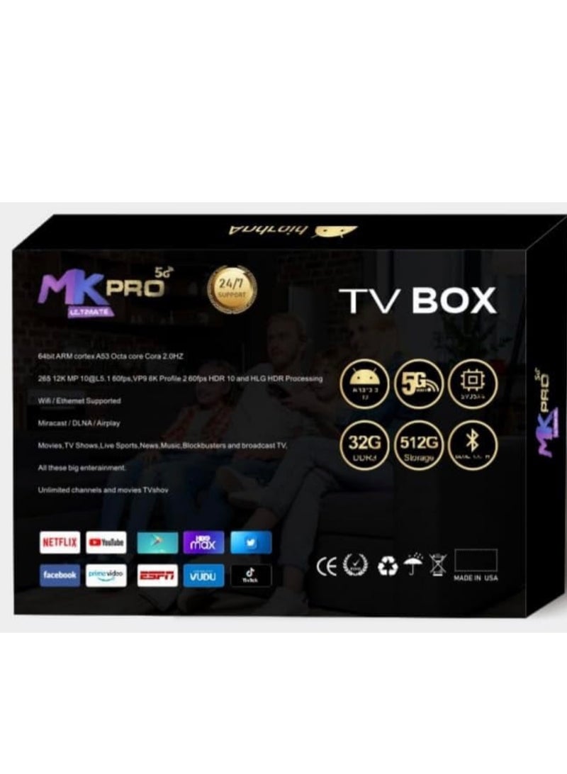 MK Pro Android TV Box 2025 Version With One Year Package, 32GB RAM, 512GB ROM, Android 13.0, 5G WiFi, 12K Ultra HD  - Image 2