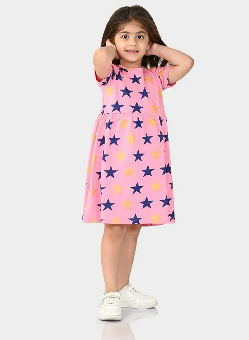 Bonkids Star Print Pink Dress