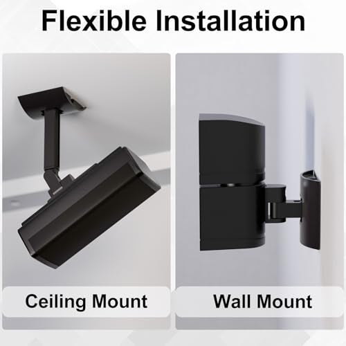 Dinghosen Speaker Wall Mount and Ceiling Mount for Bose UB-20, UB-20 & WB-50 Series II Surround Sound Speaker Mounting Bracket Compatible with Bose CineMate Lifestyle Tilt & Swivel Adjustable up to 180°,Black - Image 2