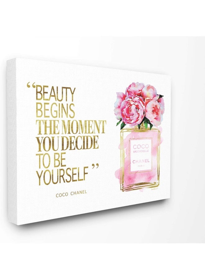 Stupell Industries Fashioner Perfume Gold Pink Watercolor Inspirational Word Wall Art - Image 1