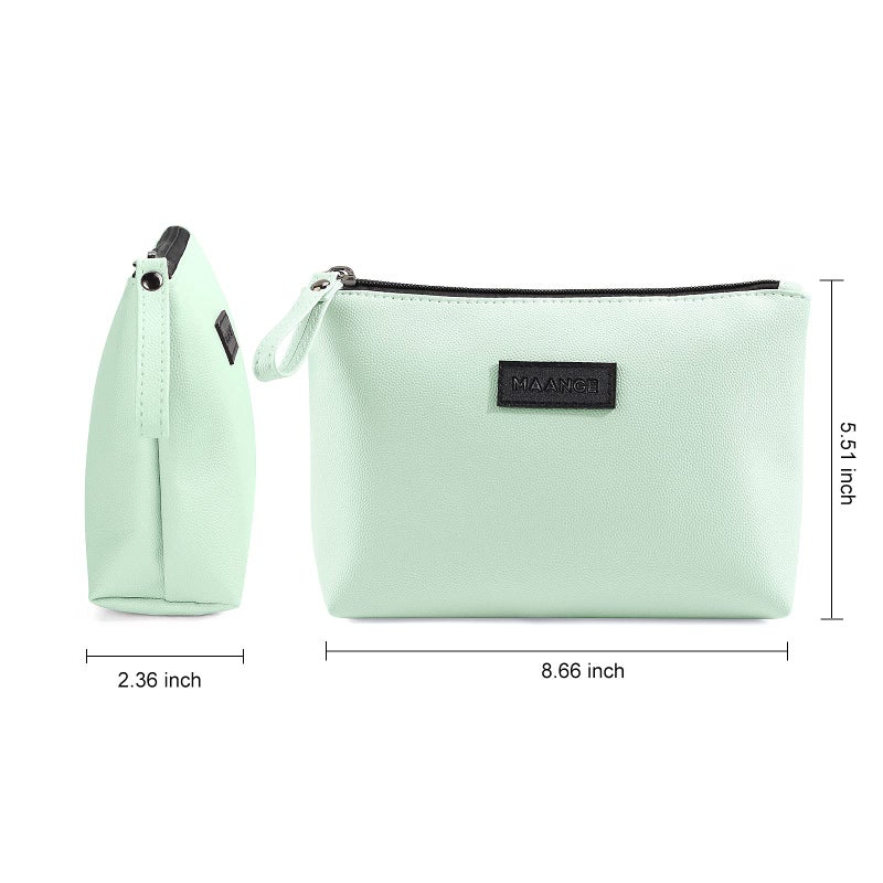 MAANGE Makeup Bag for Purse Small Makeup Bag with Zipper Pu Leather Makeup Pouch Cosmetic Bags for Women Travel Make up Bag (Green) - Image 3