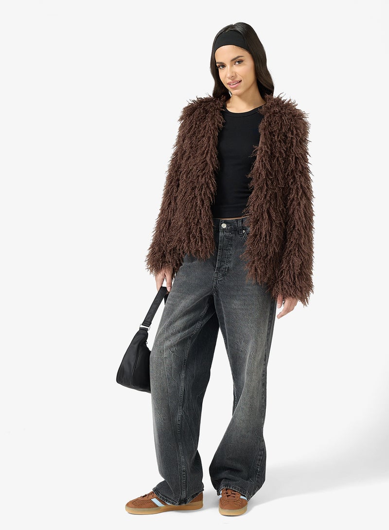 جينجر جاكيت طويل بفرو صناعي - Image 4