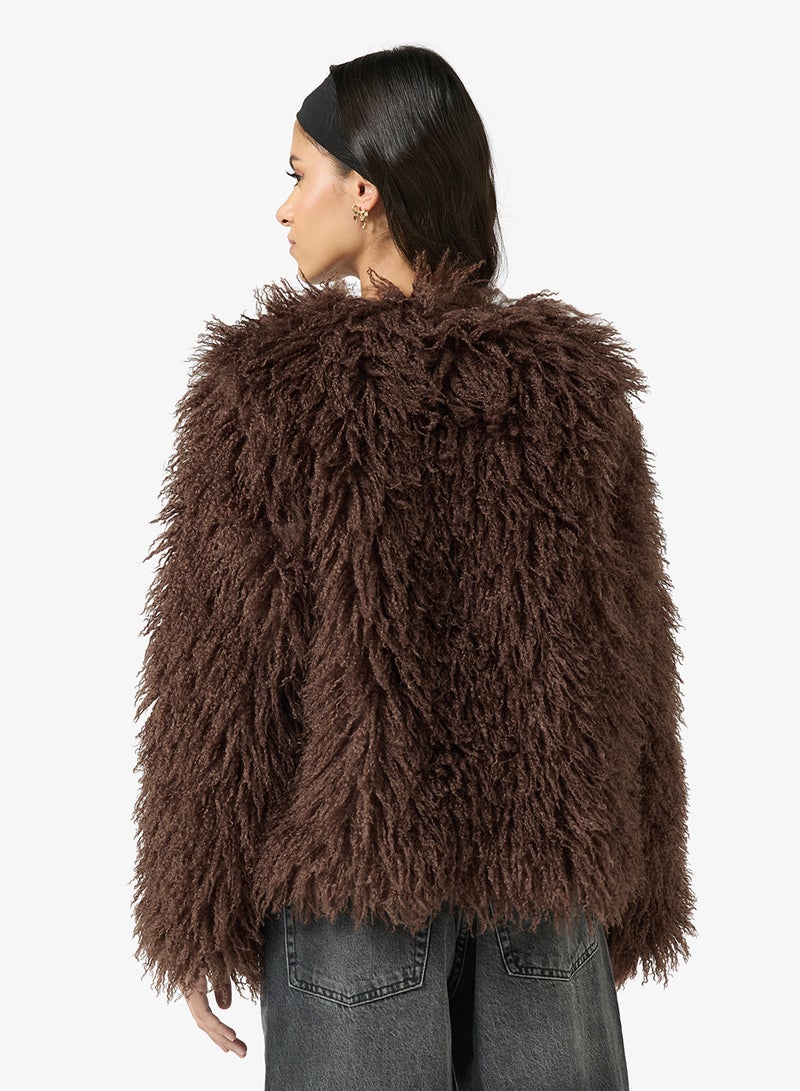 جينجر جاكيت طويل بفرو صناعي - Image 2