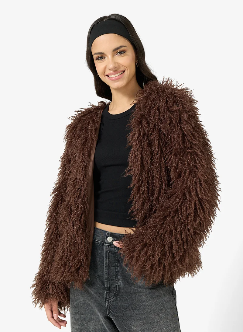 Ginger Faux Fur Longline Jacket