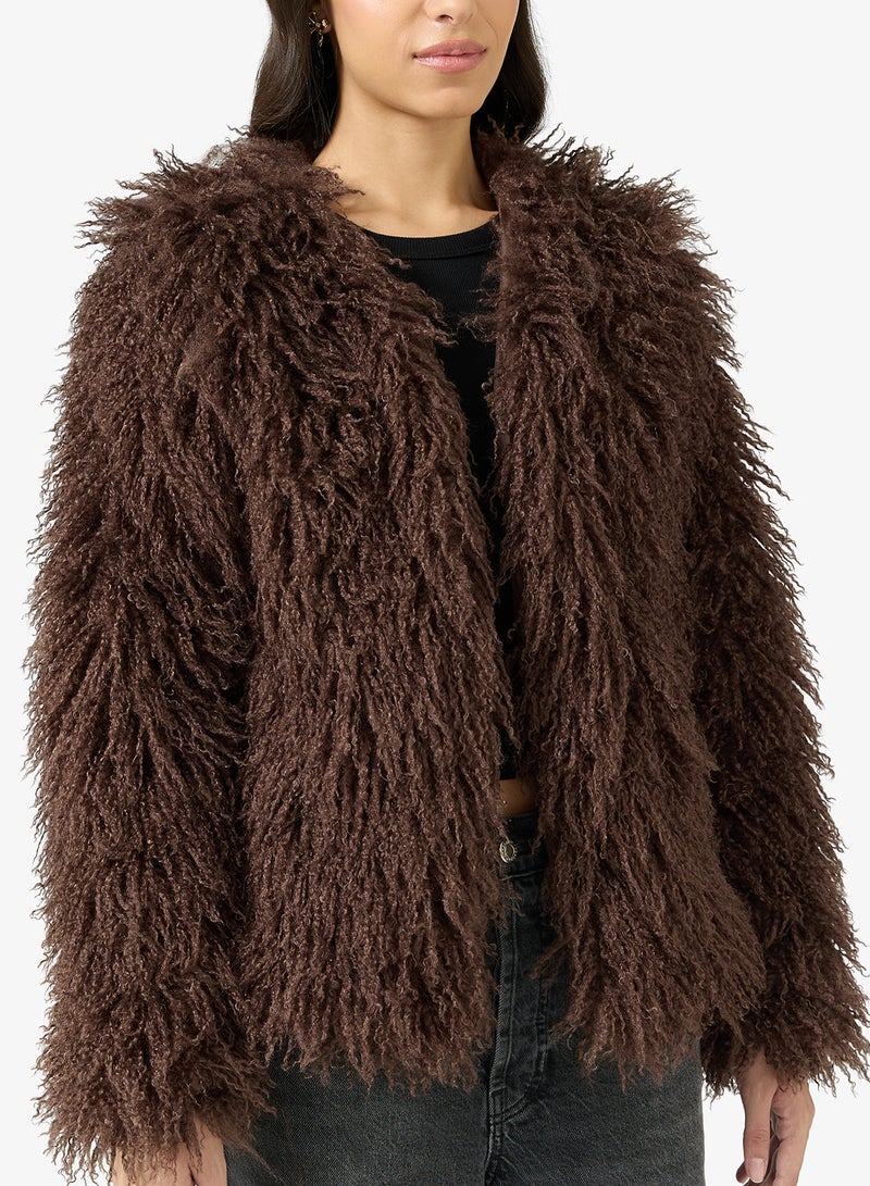 جينجر جاكيت طويل بفرو صناعي - Image 3