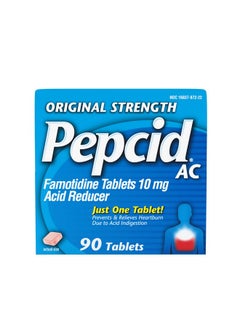 Pepcid Ac Original Strength Heartburn Relief Tablets, Prevents & Relieves Heartburn Due To Acid Indigestion & Sour Stomach, 10 Mg Famotidine To Reduce & Control Acid, Fast-Acting, 90 Ct  - Image 1