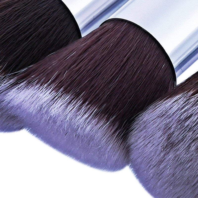Rich beauty Fiber Bristle Makeup Brushes Set Tool Pro Foundation Eyeliner Eyeshadow Black with Sponge Puff 2 pcs Black 10 Pieces  - Image 5