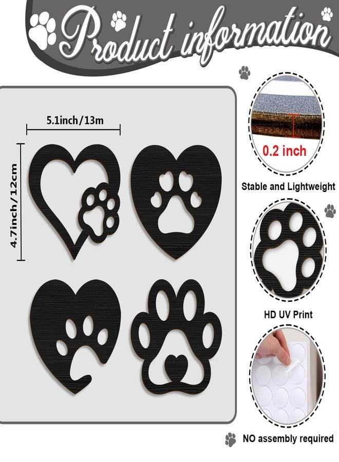 Pigort Dog Room Decor Paw Prints Wooden Wall Art Dog Lovers Gifts Puppy Decorations Signs for Home Kitchen Bathroom Bedroom - Image 2