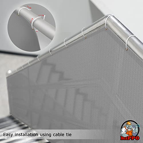 HIPPO Baby Safety Net for Balcony Child Protection Stairway Safety Net Railing Guard for Kids Staircase Protector with Tie-Cords Breathable Fabric Indoor Outdoor Use (1MTX3MT, Grey) - Image 3
