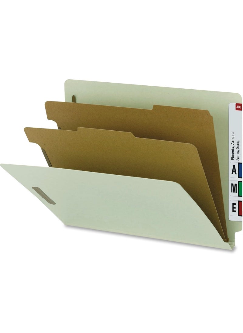 Smead Smead 100 Recycled Pressboard End Tab Classification Folder 2 Dividers 2 Expansion Letter Size GrayGreen 10 per Box 26802 