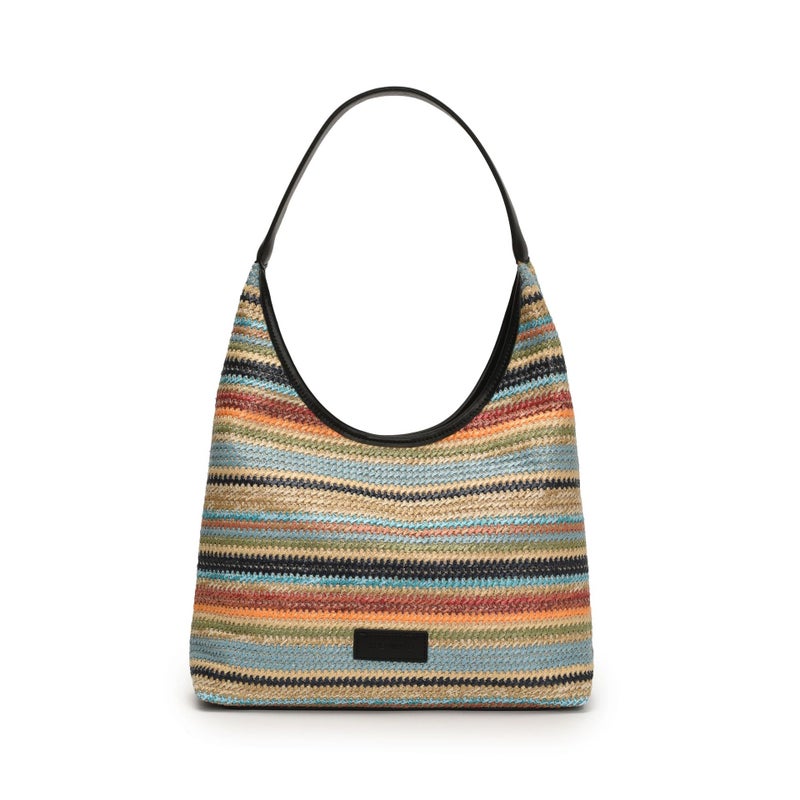 2025 Versatile Casual One-Shoulder Woven Straw Bag Contrasting Color Large Capacity Tote Bag For Women Seaside Beach - Image 1