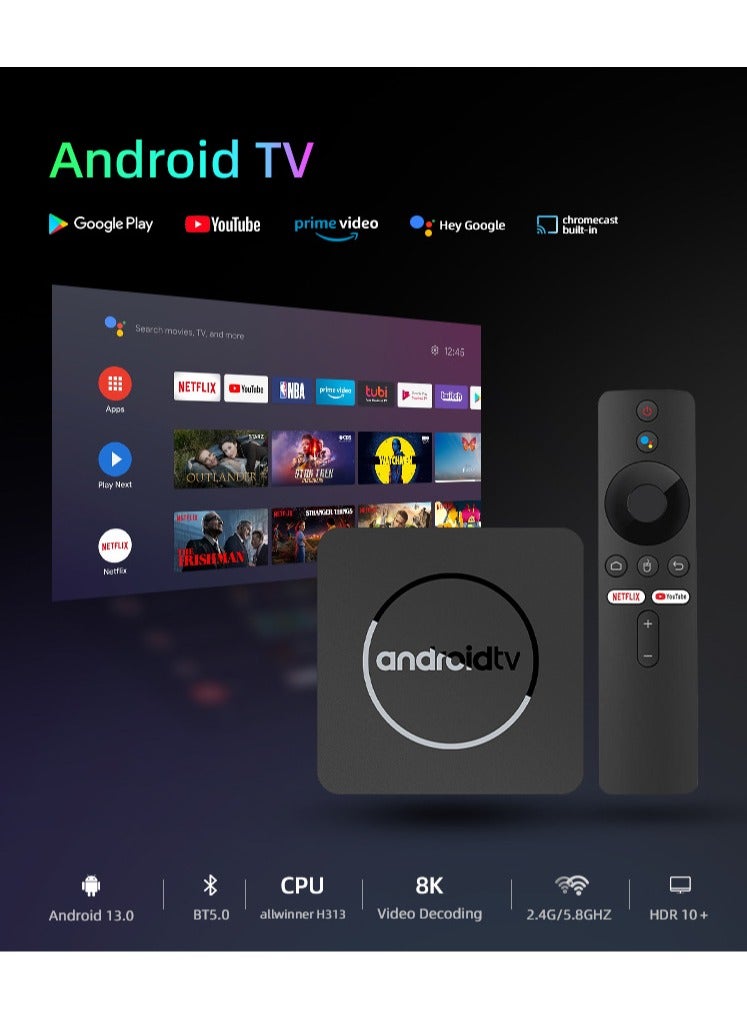 Android14  TV Box with Voice Remote - Allwinner Quad-Core, 4K Full HD, Dual WiFi & Bluetooth, HDMI, Supports BesTV/MP3/AVI/VOB, Pocket-Sized  - Image 4