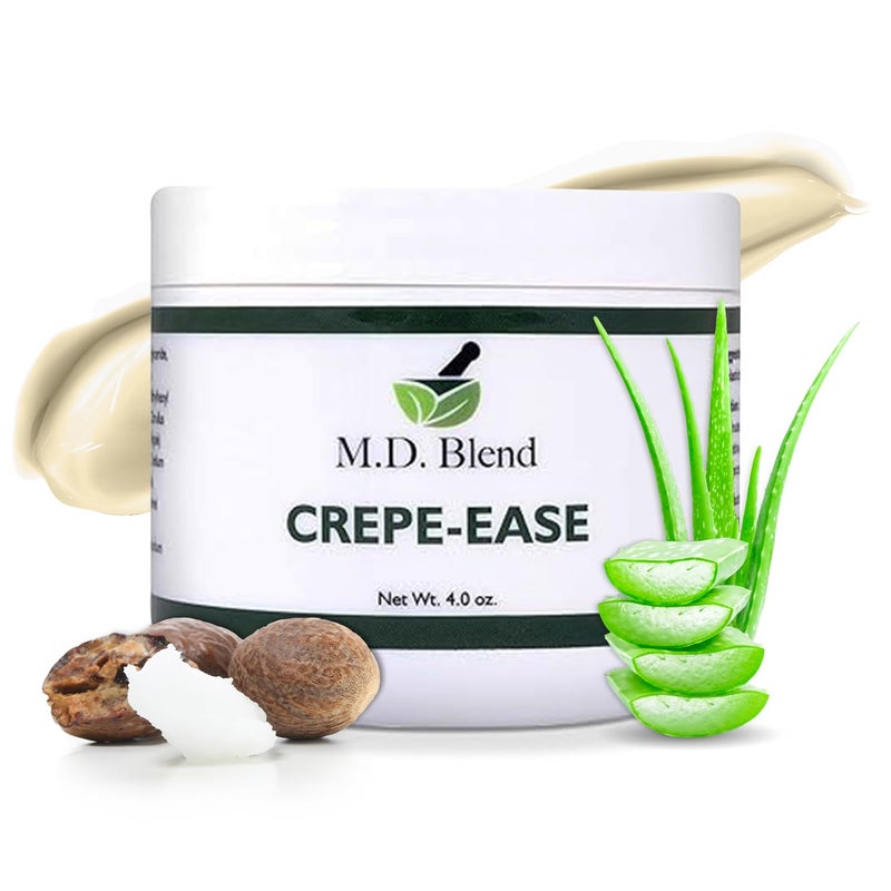 M.D. Blend Crepe-Ease Dermatologist-Developed Body Moisturizer - Fragrance-Free Hydrating Cream for Sensitive Skin - Hyaluronic Acid & Shea Butter for Neck, Arms & Legs, 4 oz - Image 1