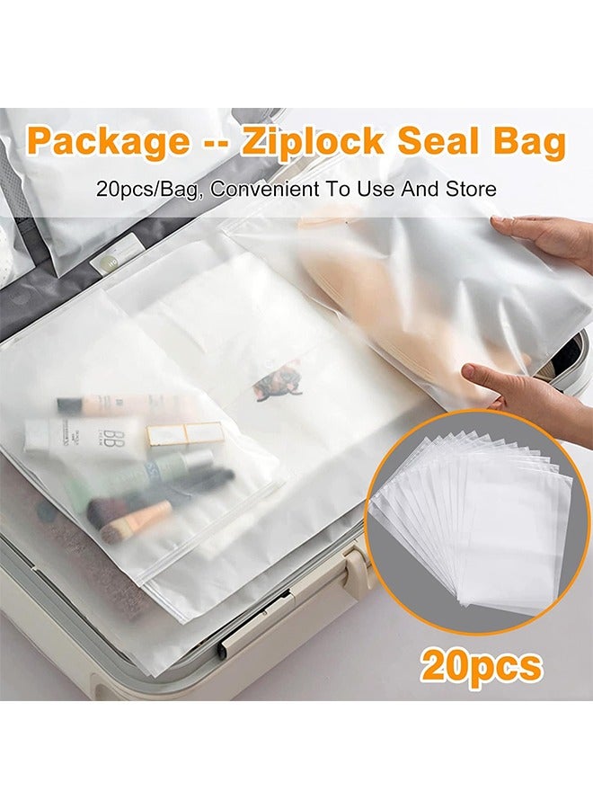 HS 20 PCS Frosted Clothes Packaging Bags For Shipping Clothes Bags Space Saving Large Plastic Zip Lock Bag Resealable Frosted Packing Bag Travel Storage Bags For Clothing Shoes, No Odor 35x45CM - Image 2