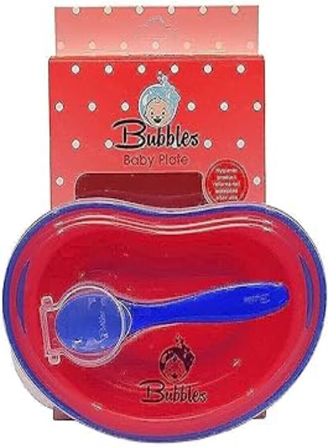 Bubbles Baby Dish With Spoon - Red