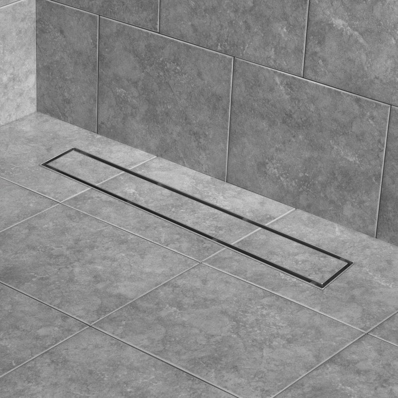 Ruhe® Tile Insert Shower Drain Channel | 24 x 3 Inches Waste Water Floor Drain for 13mm Tile | 304 Stainless Steel Invisible Shower Drain Channel | Drain Channel with Cockroach Trap and Side Hole - Image 1