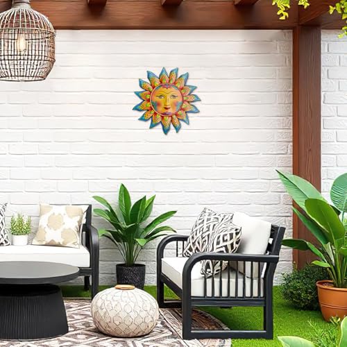 Daogtc Metal Sun Flower Wall Decor13inches Sun Wall Art Hanging Decoration for Indoor and Outdoor Garden Farmhouse Yard Patio Fence Living Room Bedroom Decor - Image 3