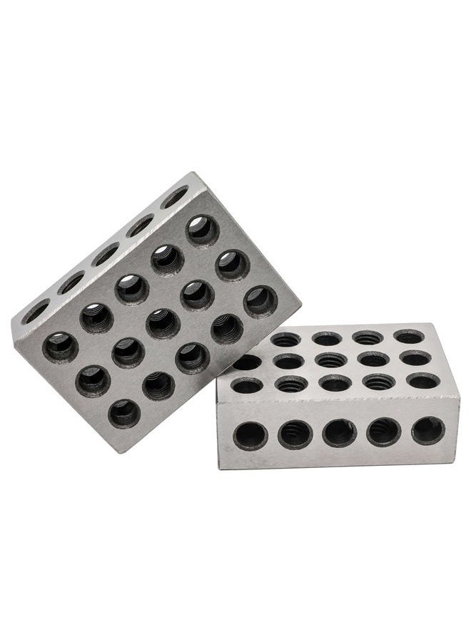 LLDSIMEX Pair 1" x 2" x 3" Precision Steel 1-2-3 Blocks 23 Holes - Image 1