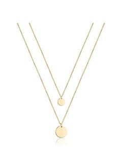 Layered Choker Necklace with 14K Gold Plated Y Pendant Disc Bar Multilayer Adjustable Layering Choker for Women