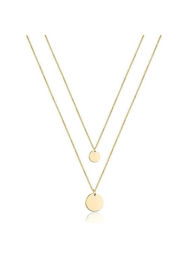 Arabest - Layered Choker Necklace with 14K Gold Plated Y Pendant Disc Bar Multilayer Adjustable Layering Choker for Women - Image 1