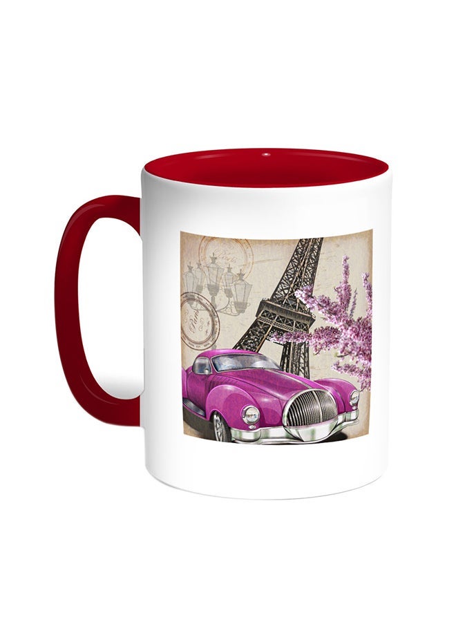 RYN Classic Car - Paris Printed Coffee Mug Red/White 11ounce