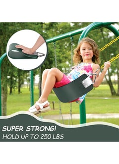 AGPtek Swing Seat 30.4 X 6 X 0.27 Inch Yard Swing For Kids & Adults With Metal Triangle Ring Green(113Kg /250Lb Weight Limit)  - Image 2