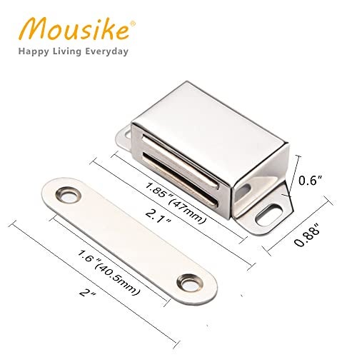 Mousike Cabinet Magnets 30lb Stainless Steel Magnetic Door Catch with Strong Magnetic for Kitchen Cupboard Wardrobe Closet Cabinet Door Drawer Latch(2.1"(Silver 6 Pack)) - Image 2