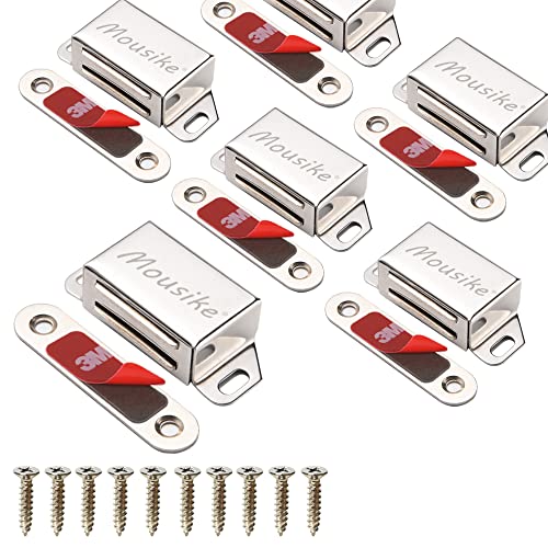 Mousike Cabinet Magnets 30lb Stainless Steel Magnetic Door Catch with Strong Magnetic for Kitchen Cupboard Wardrobe Closet Cabinet Door Drawer Latch(2.1"(Silver 6 Pack)) - Image 1