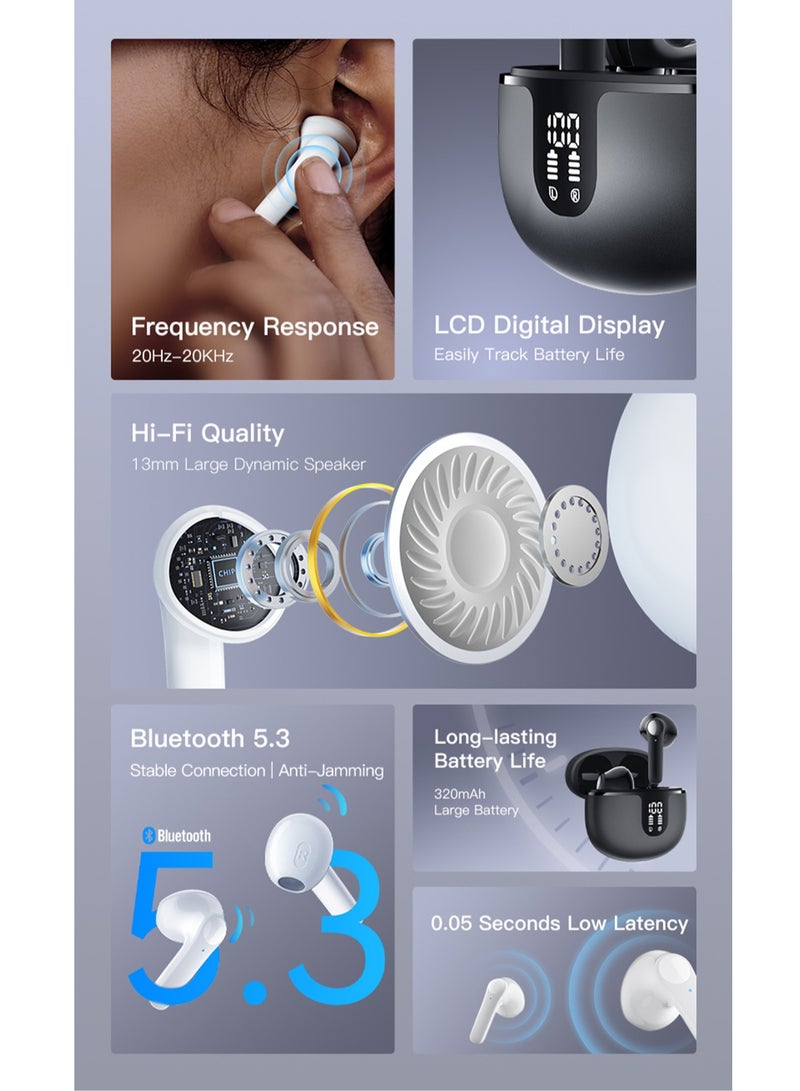 New TWS Waterproof Sports In-Ear Wireless Earbuds, Bluetooth Earphones with LED Digital Display for iPhone IOS Android Windows Black - Image 3