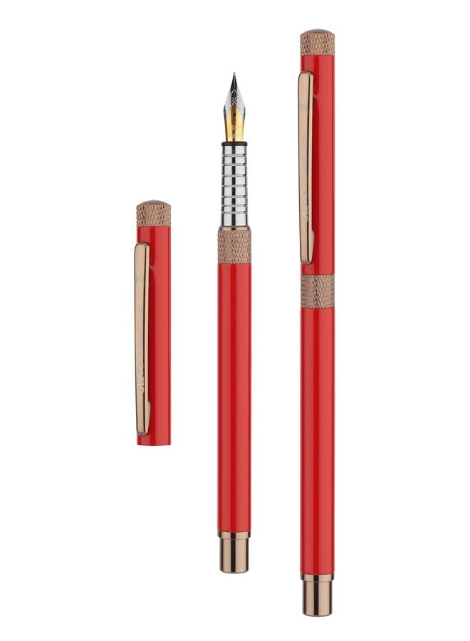 Oliver Thar Roxx Matte & Shine Fountain Pen – Glossy Red/Copper Trims, Full Brass Body, 0.6mm Cardinal Refill, Gift T Box - Image 4