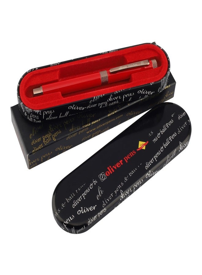 Oliver Thar Roxx Matte & Shine Fountain Pen – Glossy Red/Copper Trims, Full Brass Body, 0.6mm Cardinal Refill, Gift T Box - Image 1