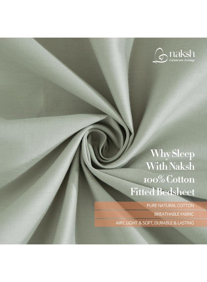 Naksh Bedsheet King Size Bed Cotton 210 TC Stripes, Silver | 1 King Size Bedsheet Cotton (108 x 108 Inch) and 2 Pillow Covers - Image 3