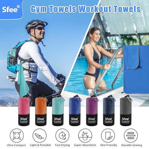 Sfee 2 Pack Microfiber Travel Towel, Quick Dry Camping Towel Large Beach Towel Super Absorbent Compact Lightweight Sports Gym Towels Set for Beach, Gym, Hiking, Pool, Backpacking,Bath,Yoga - Image 5