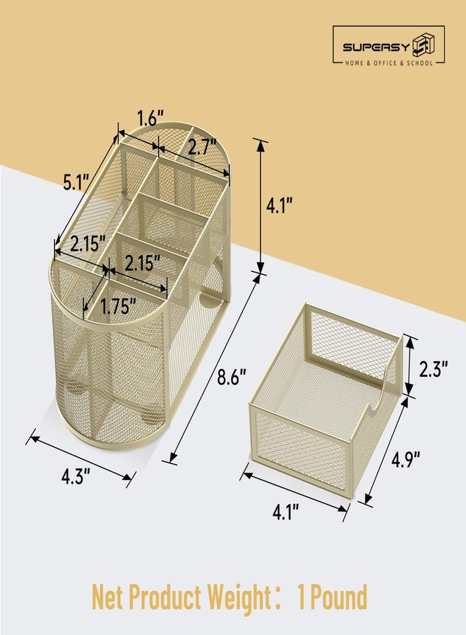 SUPEASY Mesh Desk Organizer, Desk Accessories & Workspace Organizers with Drawers, Pencil Holder for Desk with 9 Compartments for Office Suppliess, 8.6 x 4.3 x 4.1 Inch, Yellow - Image 3