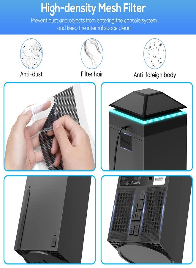 FASTSNAIL Cooling Fan Dust Cover for Xbox Series X Console, Cooling System with RGB Light, 3.0&2.0 USB Port, Dust Proof Filter, Low Noise Top Fan with 3 Gears, Rubber Dust Plugs, Series X Accessories - Image 2