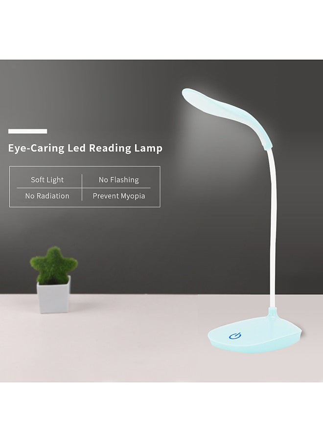 Rechargeable Led Desk Lamp Portable USB Charging & Plug-in 360° Flexible Hose Reading Lamp Students Children Soft Light Eye-Caring Touching Control Table Lamp