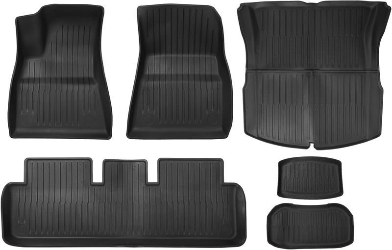 Big RED Floor Mats for Tesla Model 3 5SeatFit for 20232025 All Weather TPE Cargo Trunk Accessories Set of 6 Mats Not Fit 7Seat - Image 2