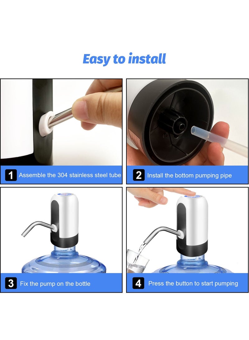 UREVO 5 Gallon Water Bottle Pump, USB Charging Portable Electric Water Pump for 2-5 Gallon Jugs Water Dispenser for Office Home Camping Kitchen etc. White - Image 4