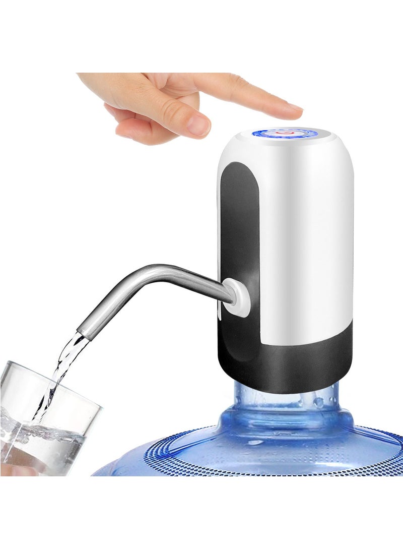 UREVO 5 Gallon Water Bottle Pump, USB Charging Portable Electric Water Pump for 2-5 Gallon Jugs Water Dispenser for Office Home Camping Kitchen etc. White - Image 1