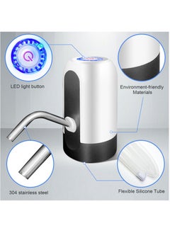 سكاي تاتش 5 Gallon Water Bottle Pump, USB Charging Portable Electric Water Pump for 2-5 Gallon Jugs Water Dispenser for Office Home Camping Kitchen etc. White  - Image 2